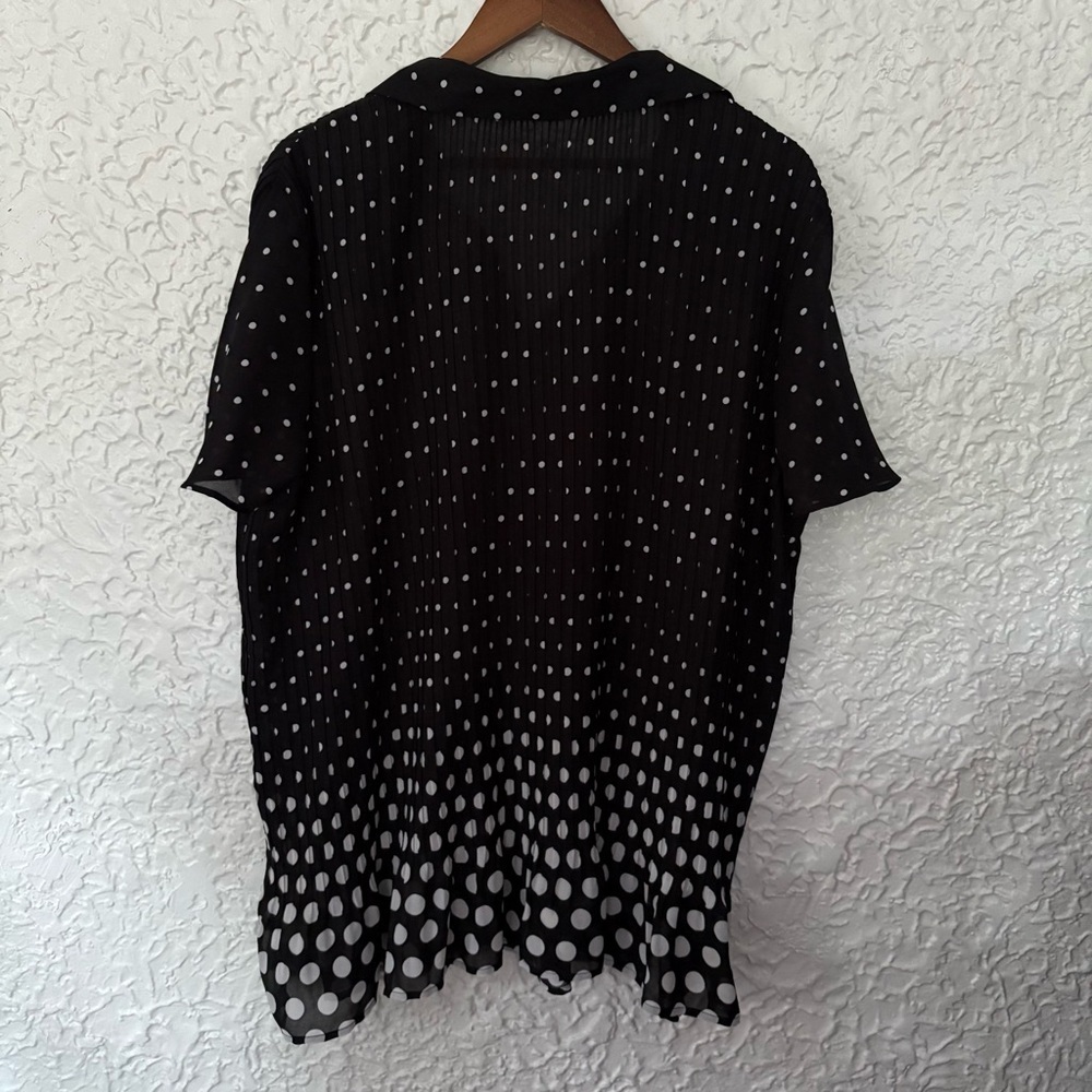 Only Necessities Polka-Dot Pleated Button Sheer Blouse 1X (22/24) - Picture 3 of 5